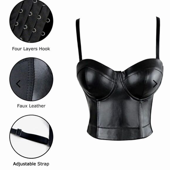 Charmian Vegan Leather Bustier Corset Top Sz XL - Picture 2 of 9
